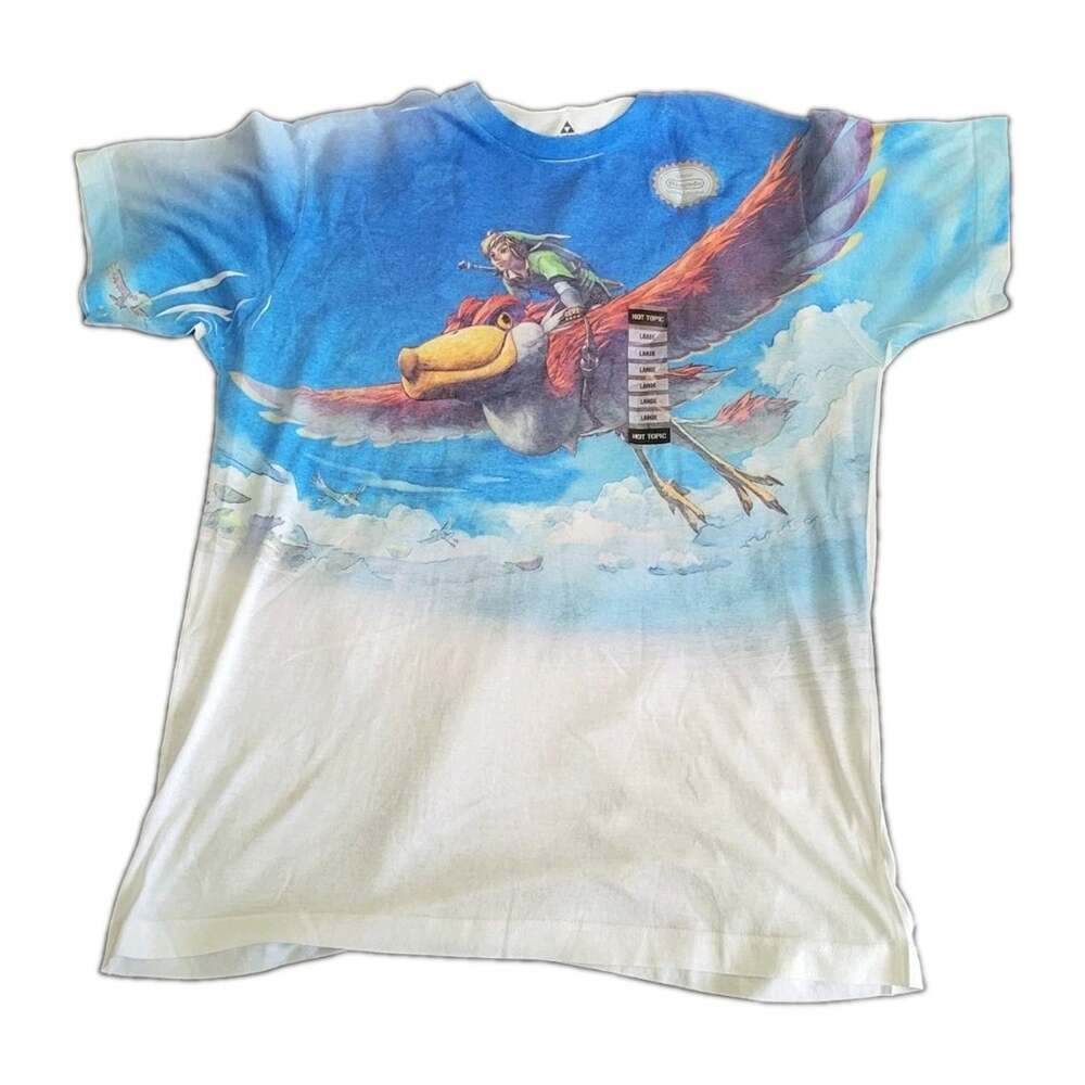 2014 Official Legend of Zelda: FLYING LINK T-Shirt All Over Graphic Large